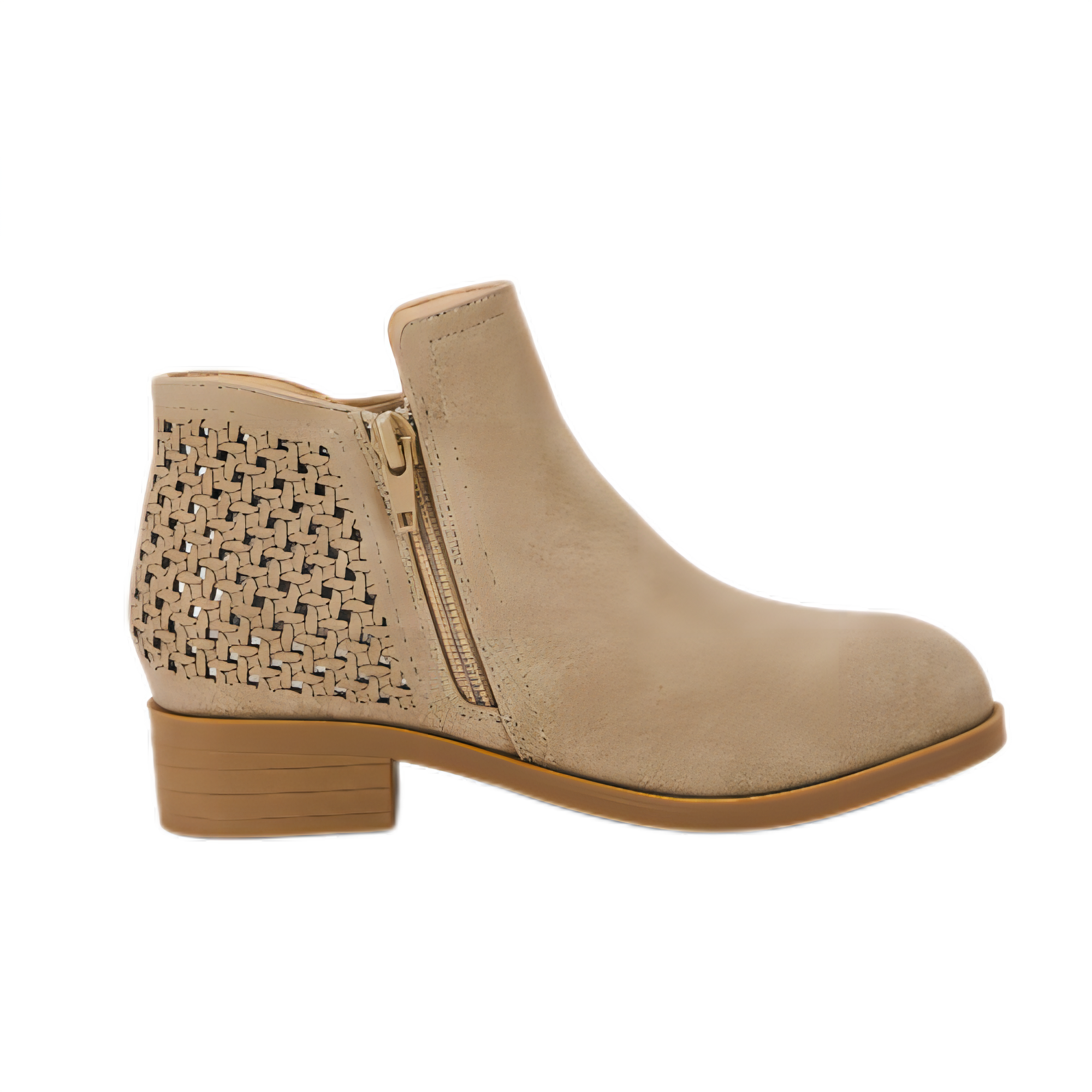 Kids Cutout Ankle Boots Chunky Low Heels Perforated Booties