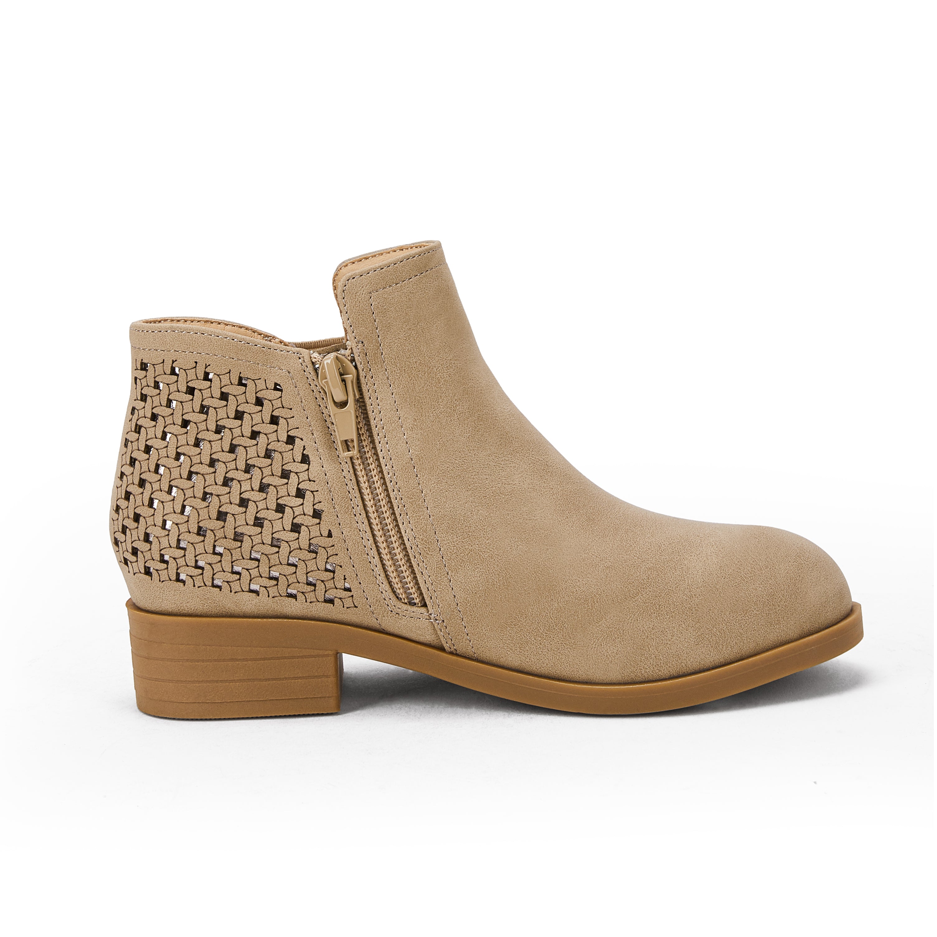 Kids Cutout Ankle Boots Chunky Low Heels Perforated Booties