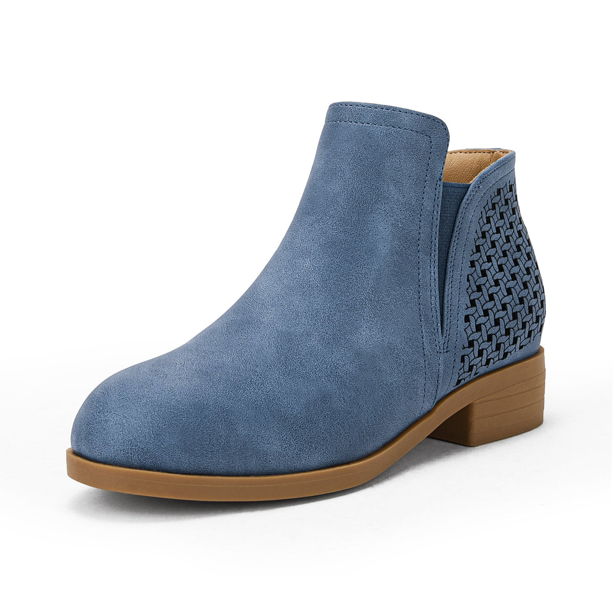 Kids Cutout Ankle Boots Chunky Low Heels Perforated Booties