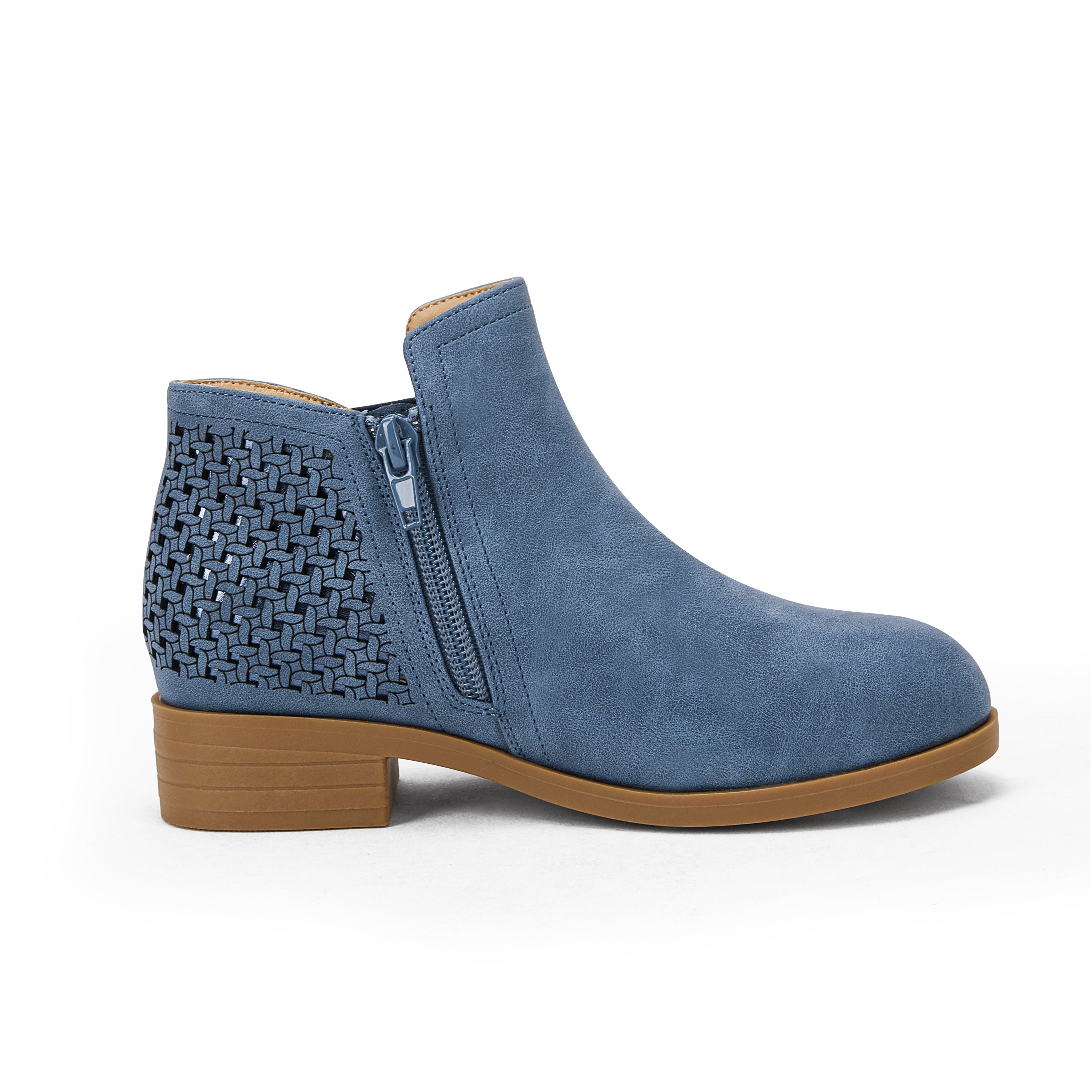 Kids Cutout Ankle Boots Chunky Low Heels Perforated Booties