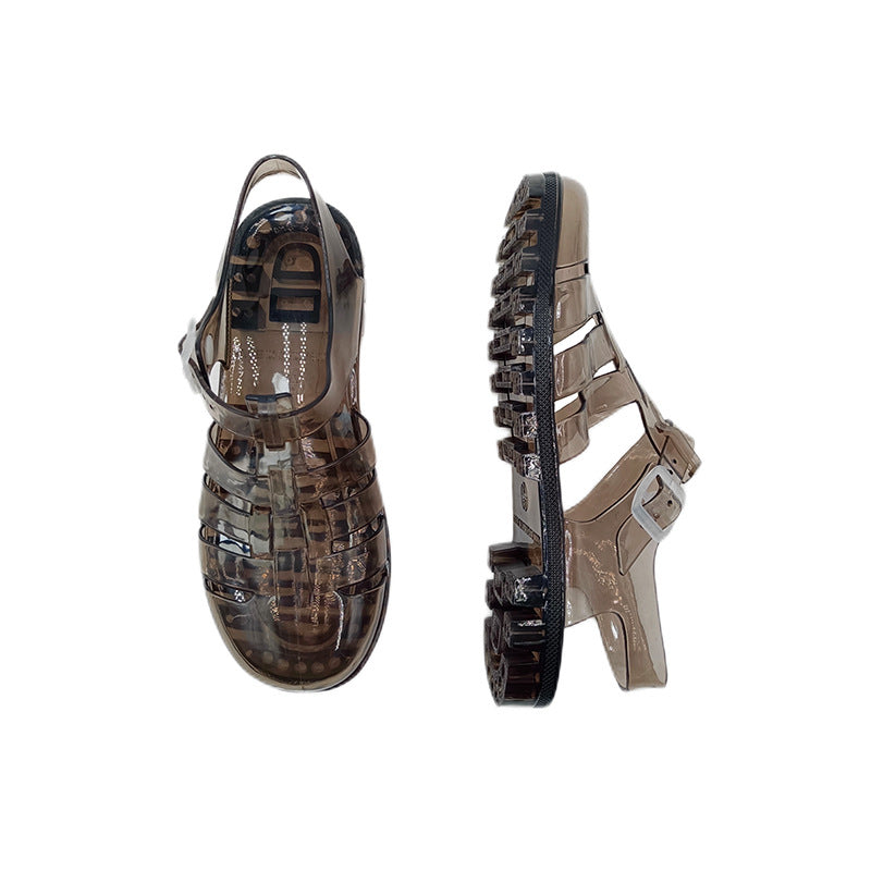 Women Summer Transparent Romanesque Style Flat Sandals