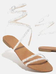 Strap Rhinestone Flat Sandals