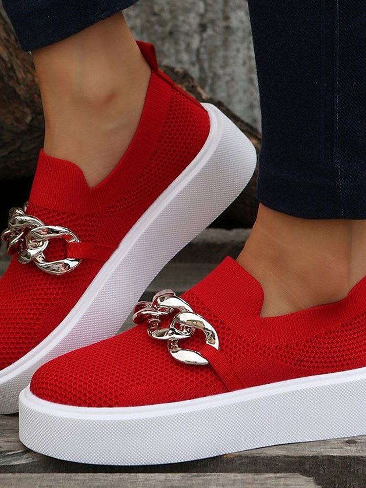 Chain Decor Slip-On Walking Sneakers