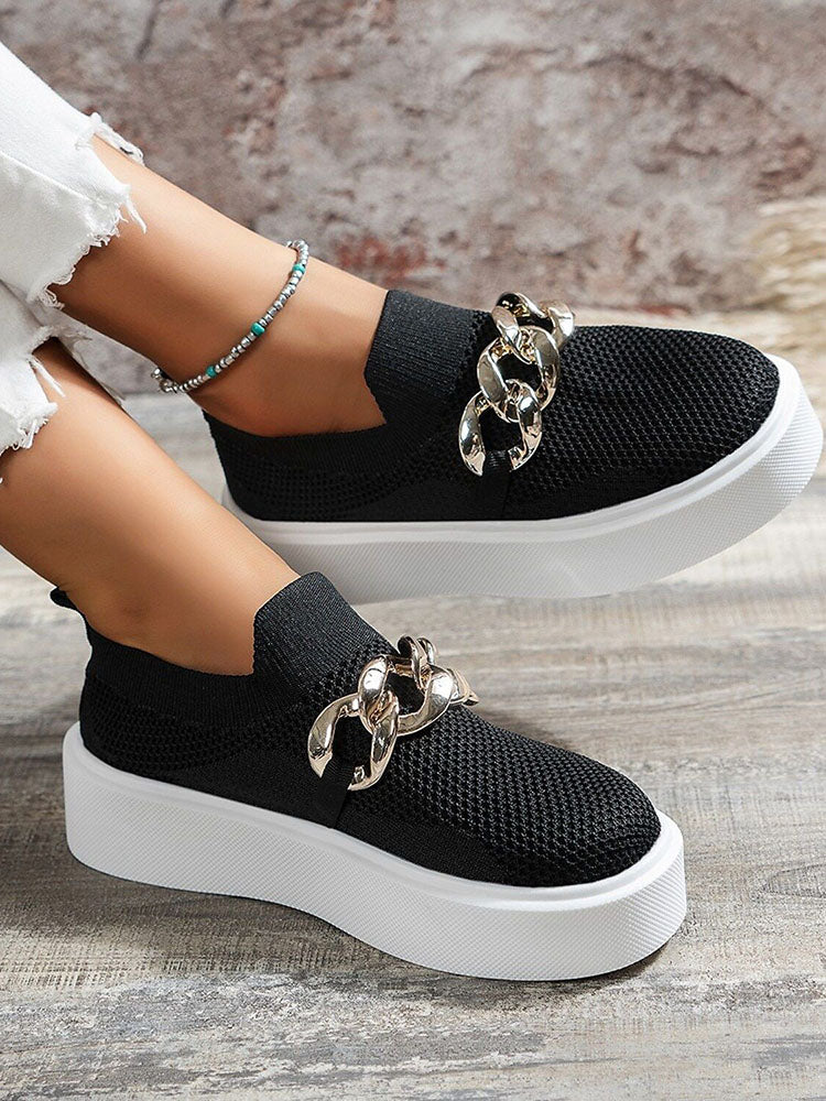 Chain Decor Slip-On Walking Sneakers