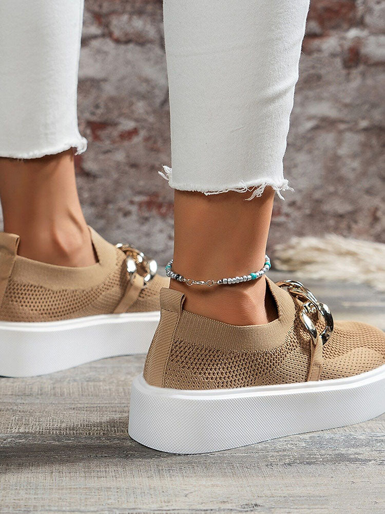 Chain Decor Slip-On Walking Sneakers