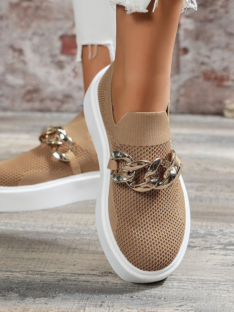 Chain Decor Slip-On Walking Sneakers