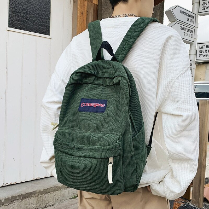 Cute Corduroy Preppy Backpack