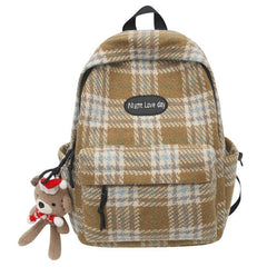 Plaid Woollen Cloth Backpack