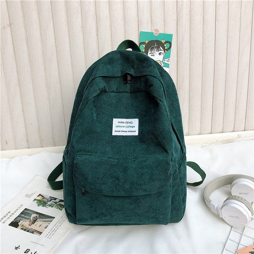 Retro Corduroy School Backpack