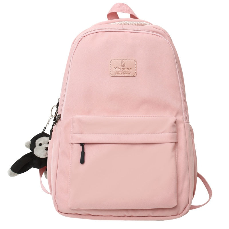 Solid Color Nylon Backpack