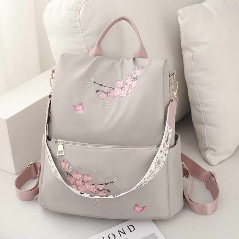 Anti-theft Floral Oxford Backpack