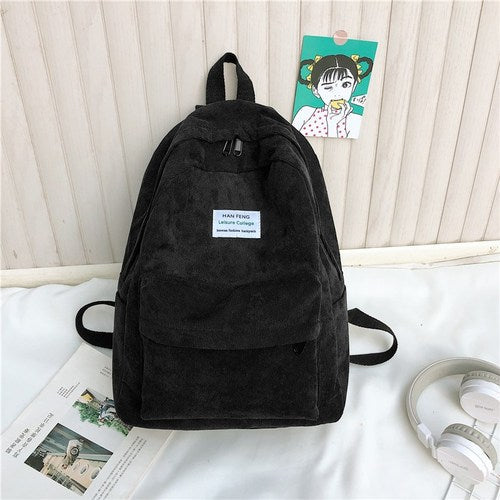 Retro Corduroy School Backpack