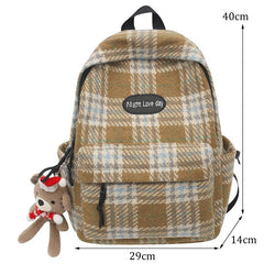 Plaid Woollen Cloth Backpack