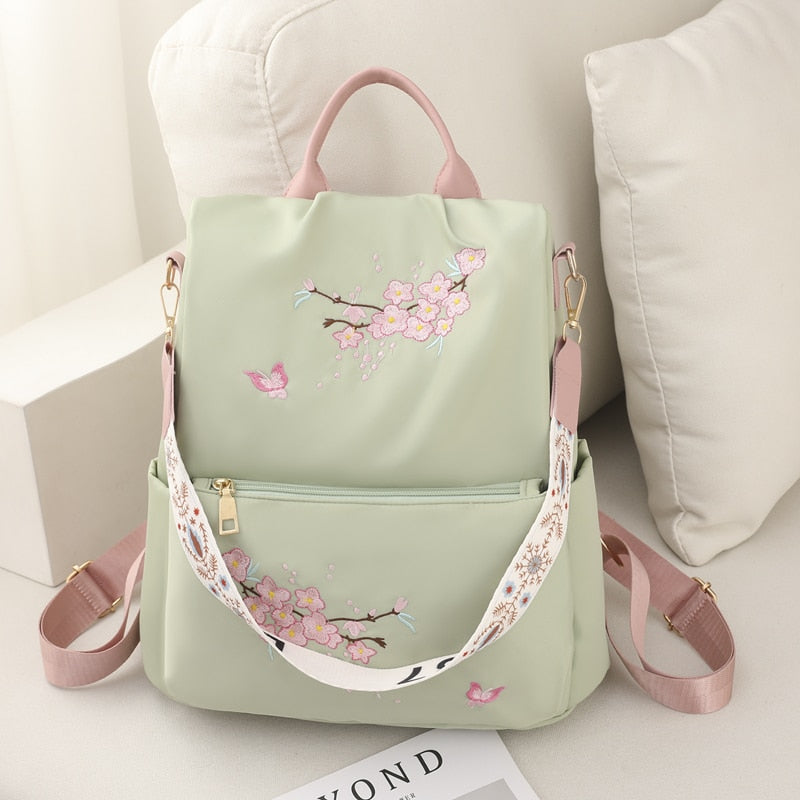 Anti-theft Floral Oxford Backpack