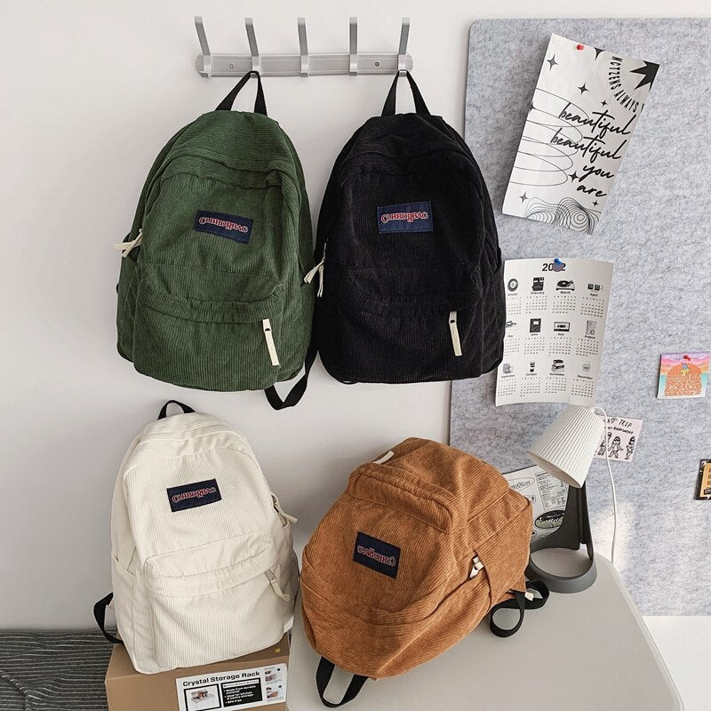 Cute Corduroy Preppy Backpack