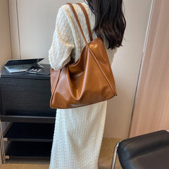 Commute Double Strap Solid Color Shoulder Tote Bags