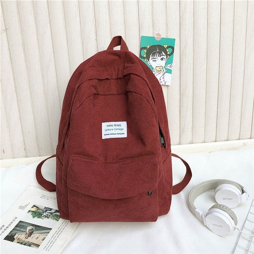 Retro Corduroy School Backpack