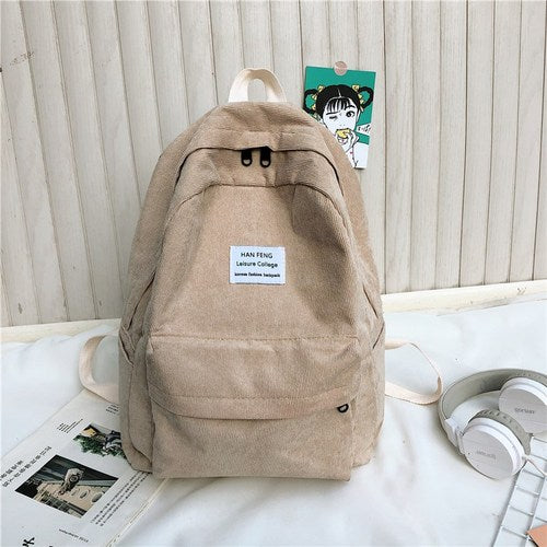 Retro Corduroy School Backpack