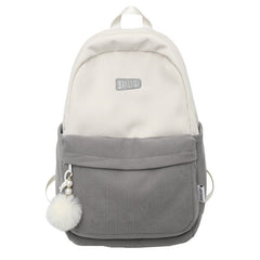 Striped Corduroy Student Backpack