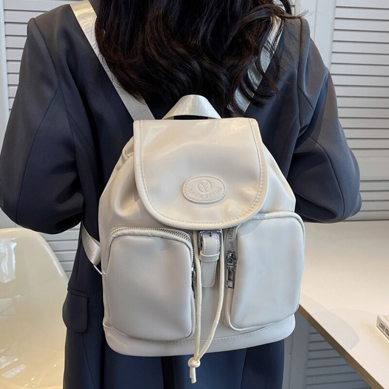 Luxury Leather Drawstring Backpack