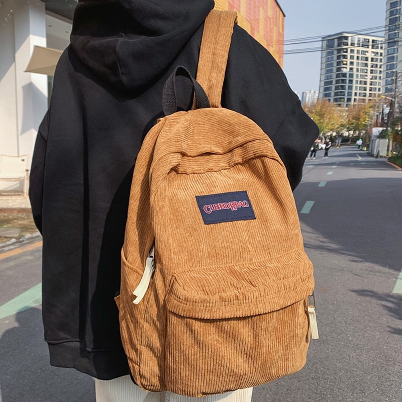 Cute Corduroy Preppy Backpack