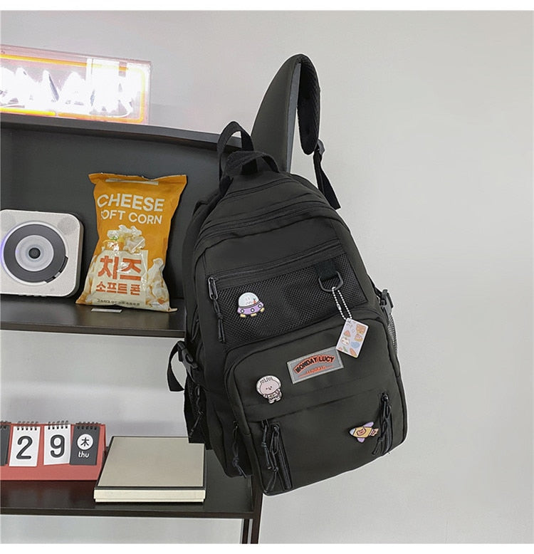 Black Waterproof School Backpack