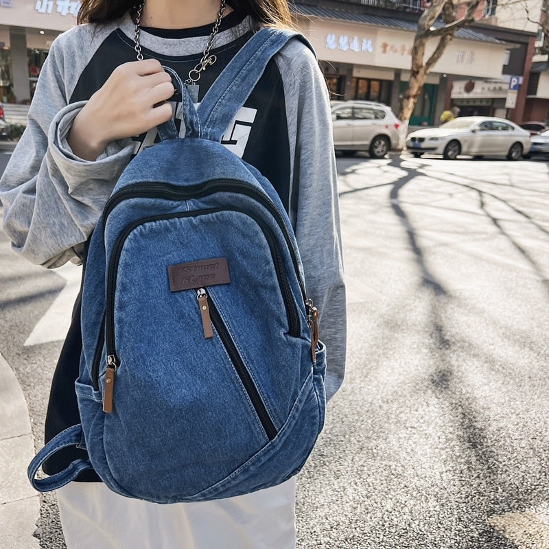 Canvas Denim College Backpack