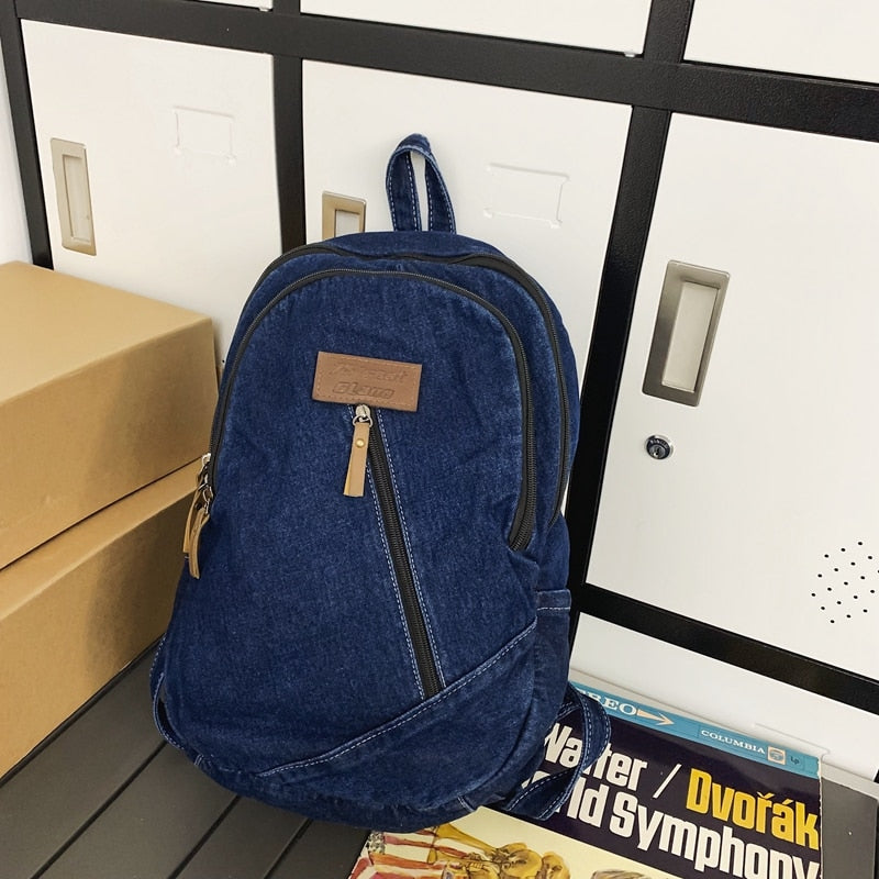 Canvas Denim College Backpack