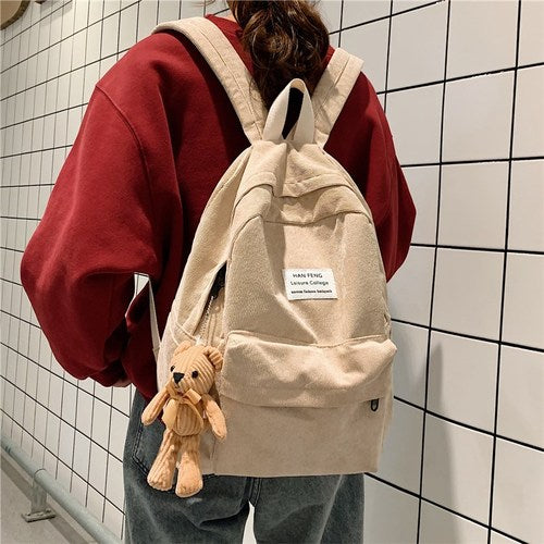 Retro Corduroy School Backpack