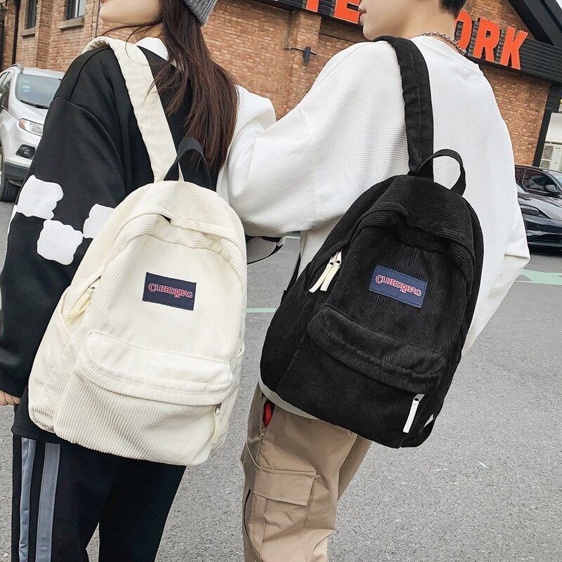 Cute Corduroy Preppy Backpack