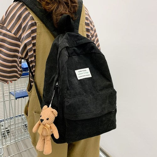 Retro Corduroy School Backpack