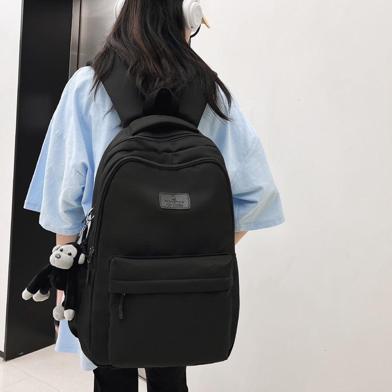 Solid Color Nylon Backpack