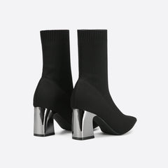 Futurecen- Women Pointed Toe Block Heeled Ankle Boots