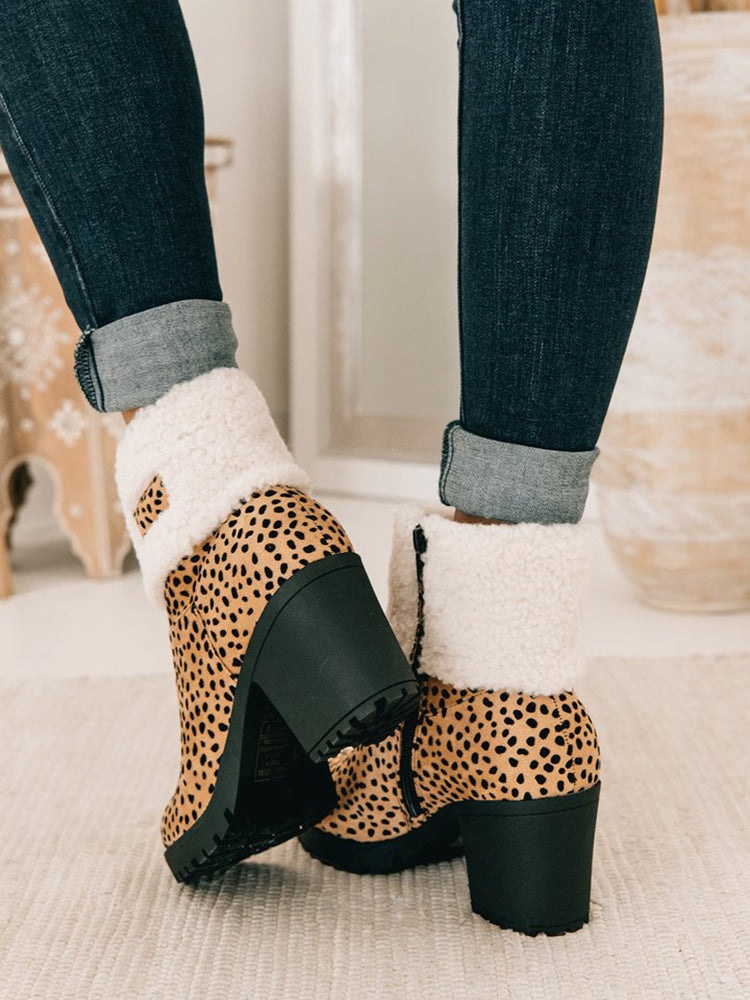 Leopard Chunky Heel Boots