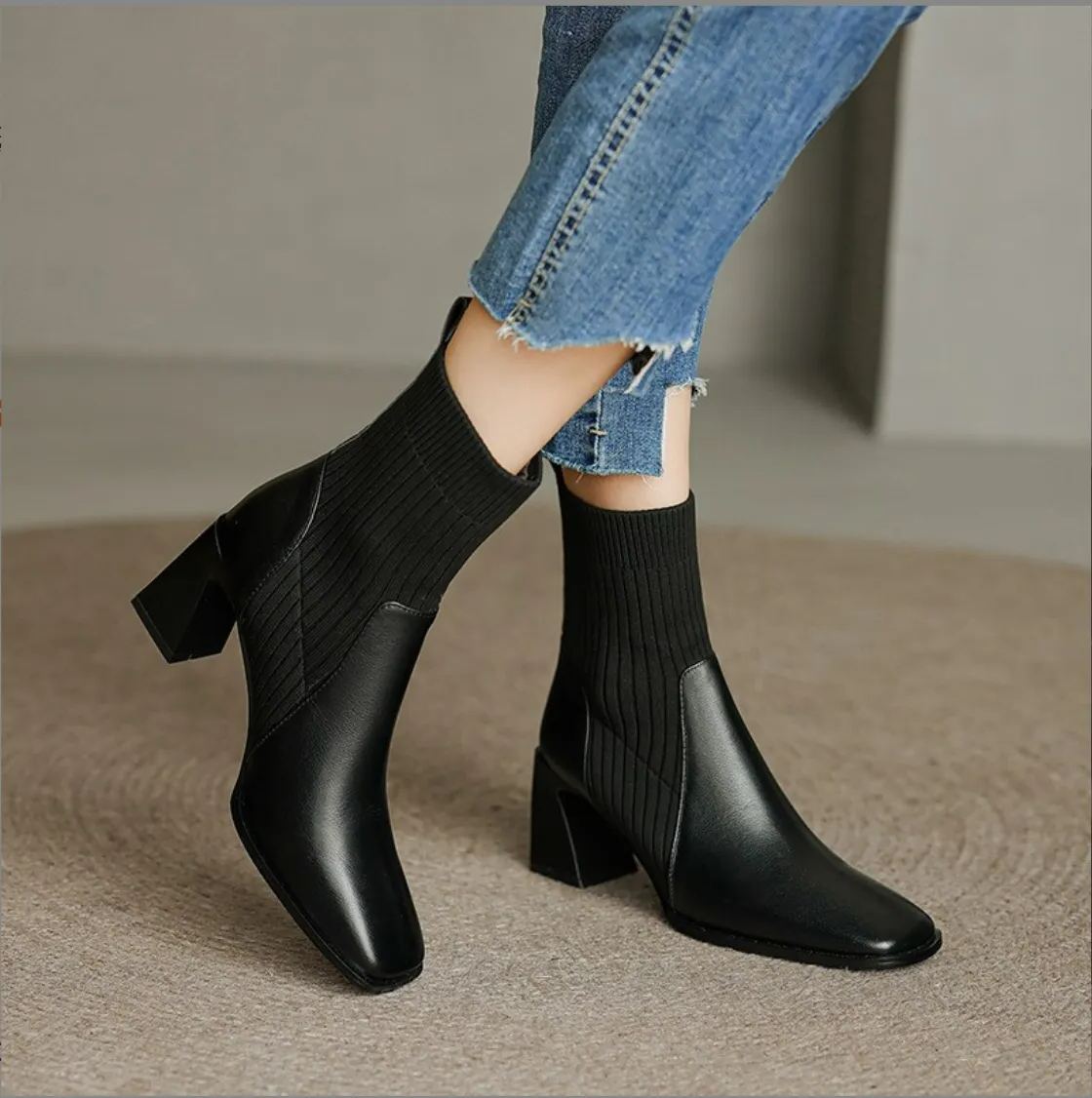 Futurecen- Women Trendy Slip On High Boots