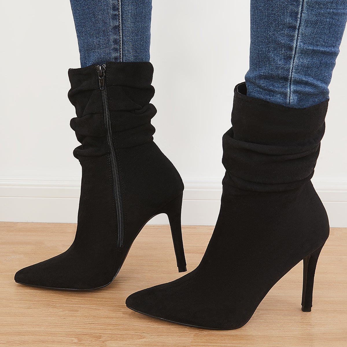 Women Winter High Heel Ankle Sock Booties