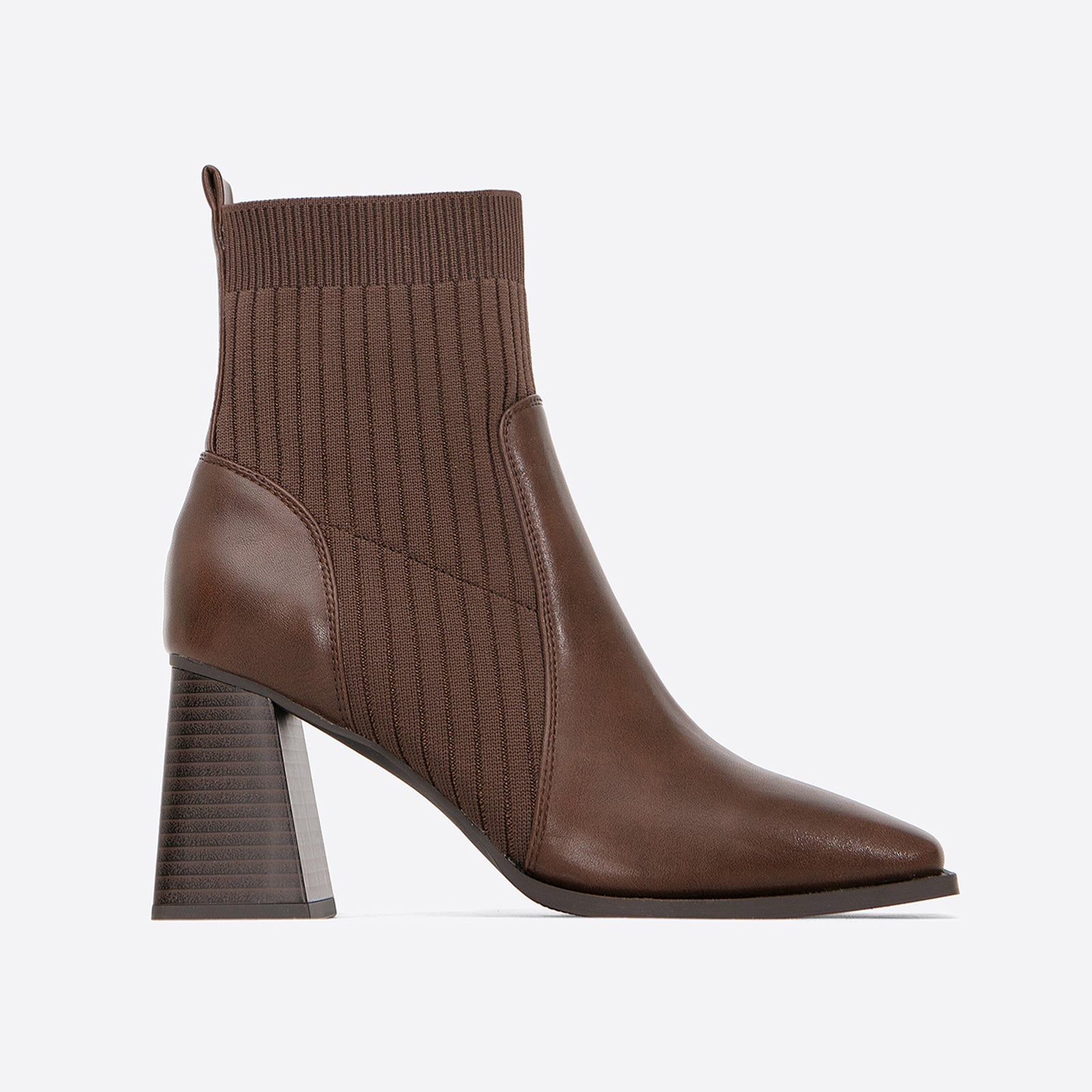 Futurecen- Women Classic Sock Slip-on Leather Ankle Boots