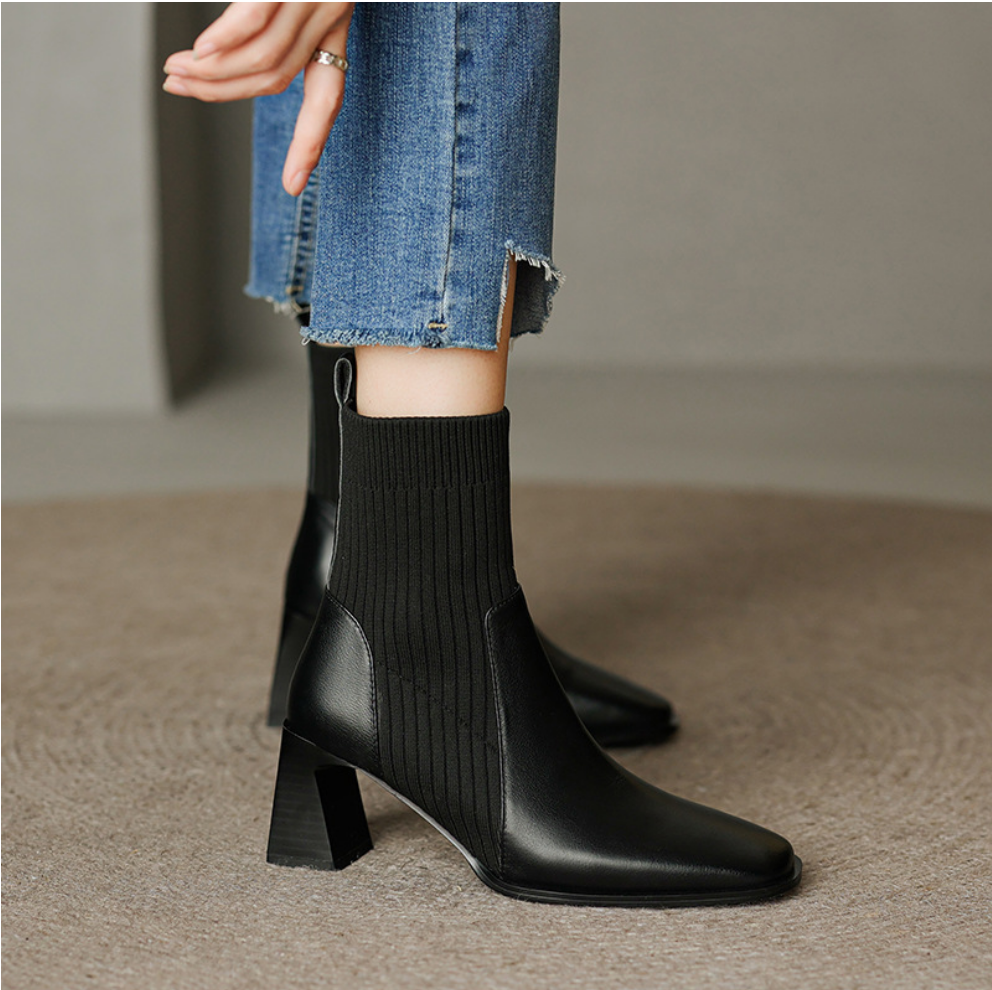 Futurecen- Women Square Toe Ankle Boots