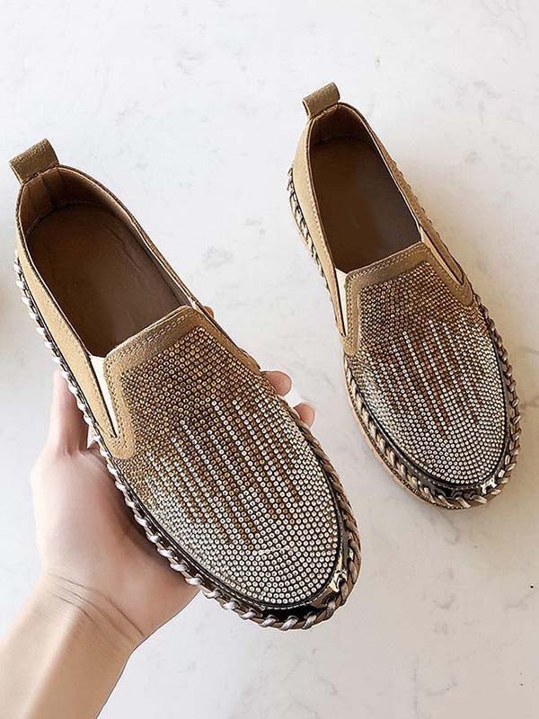 Rhinestone Slip-on Loafer Shoes