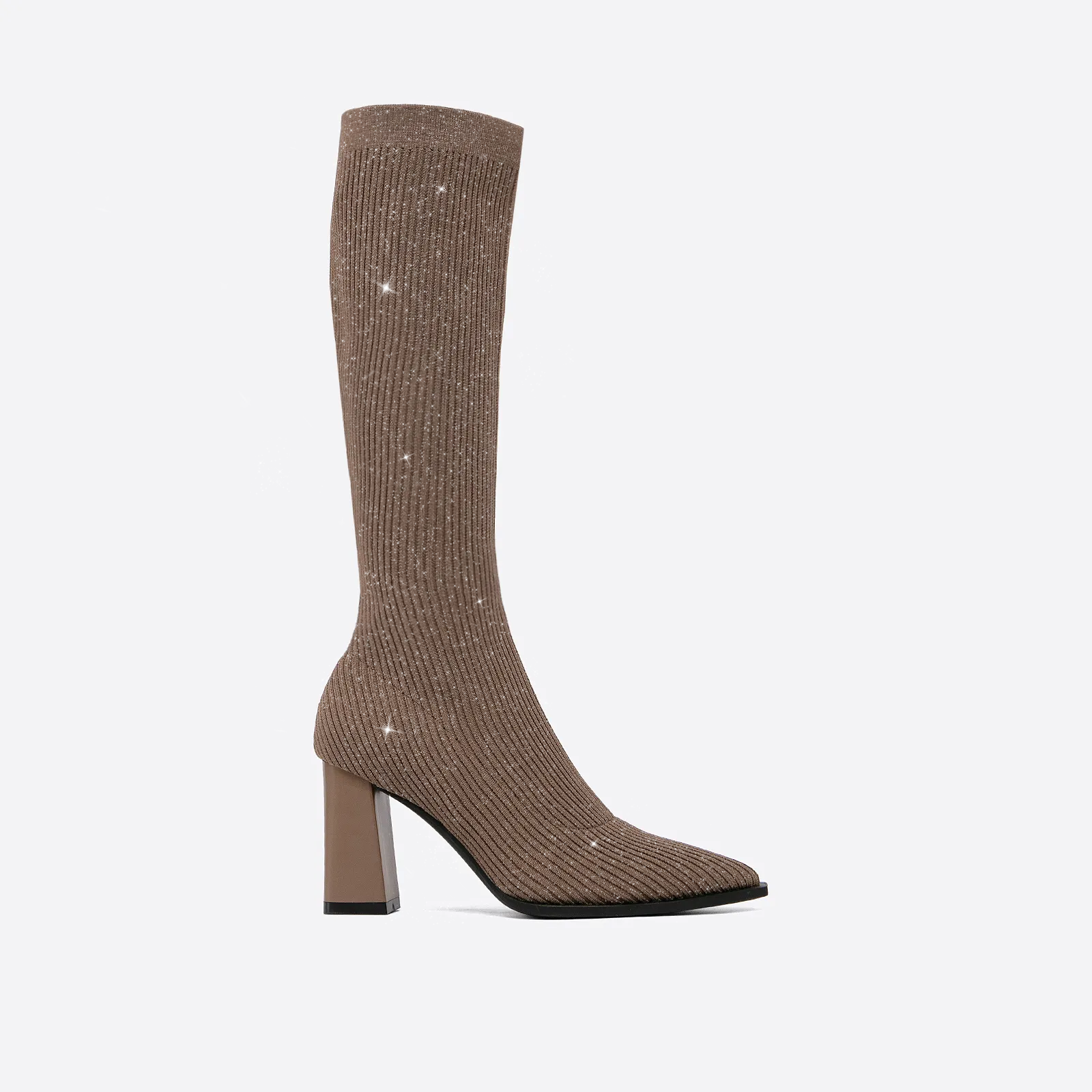 Futurecen- Knit Chunky Heeled Ankle Boots