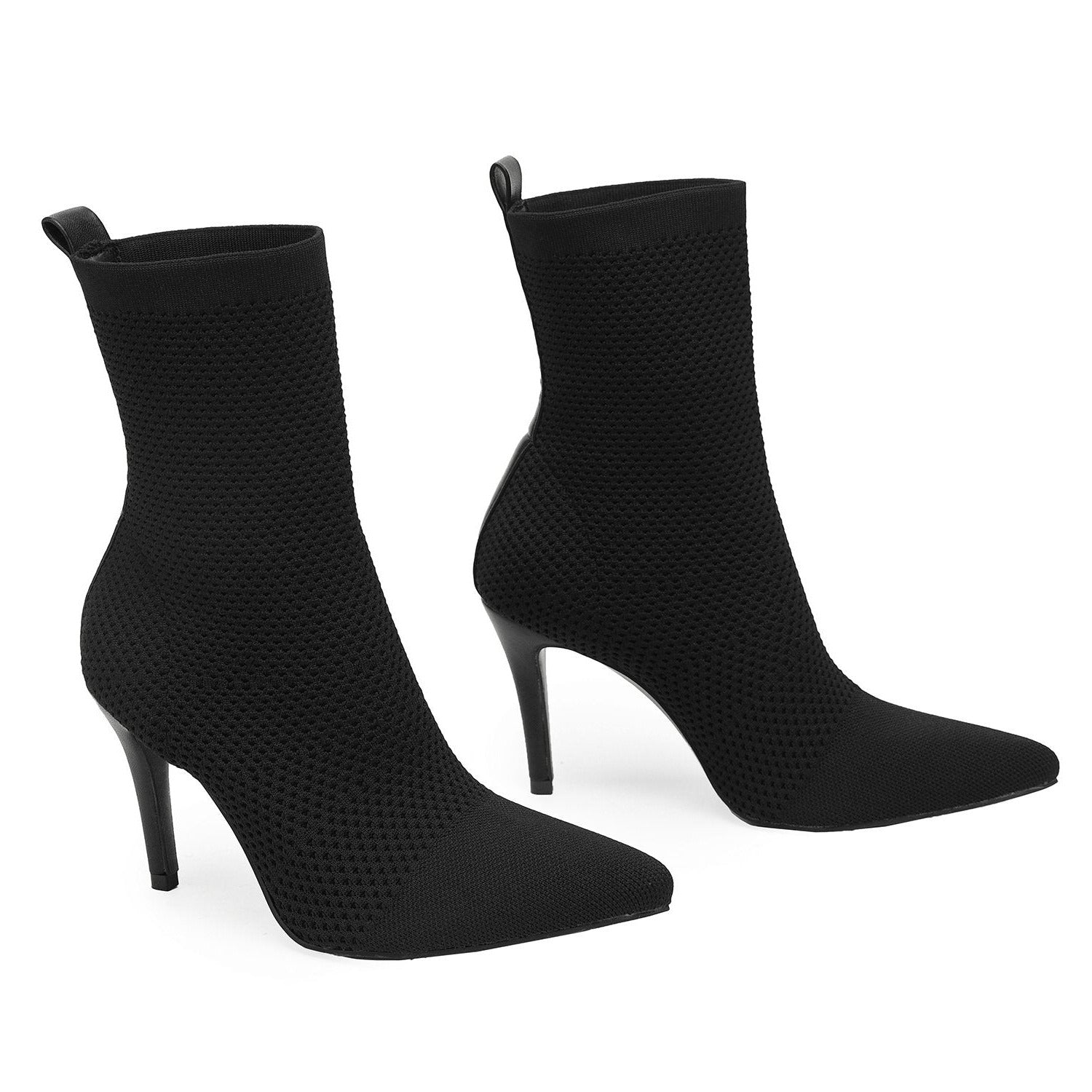 Women Fine Heel Pointed Toe Mid-Calf Elastic Boots