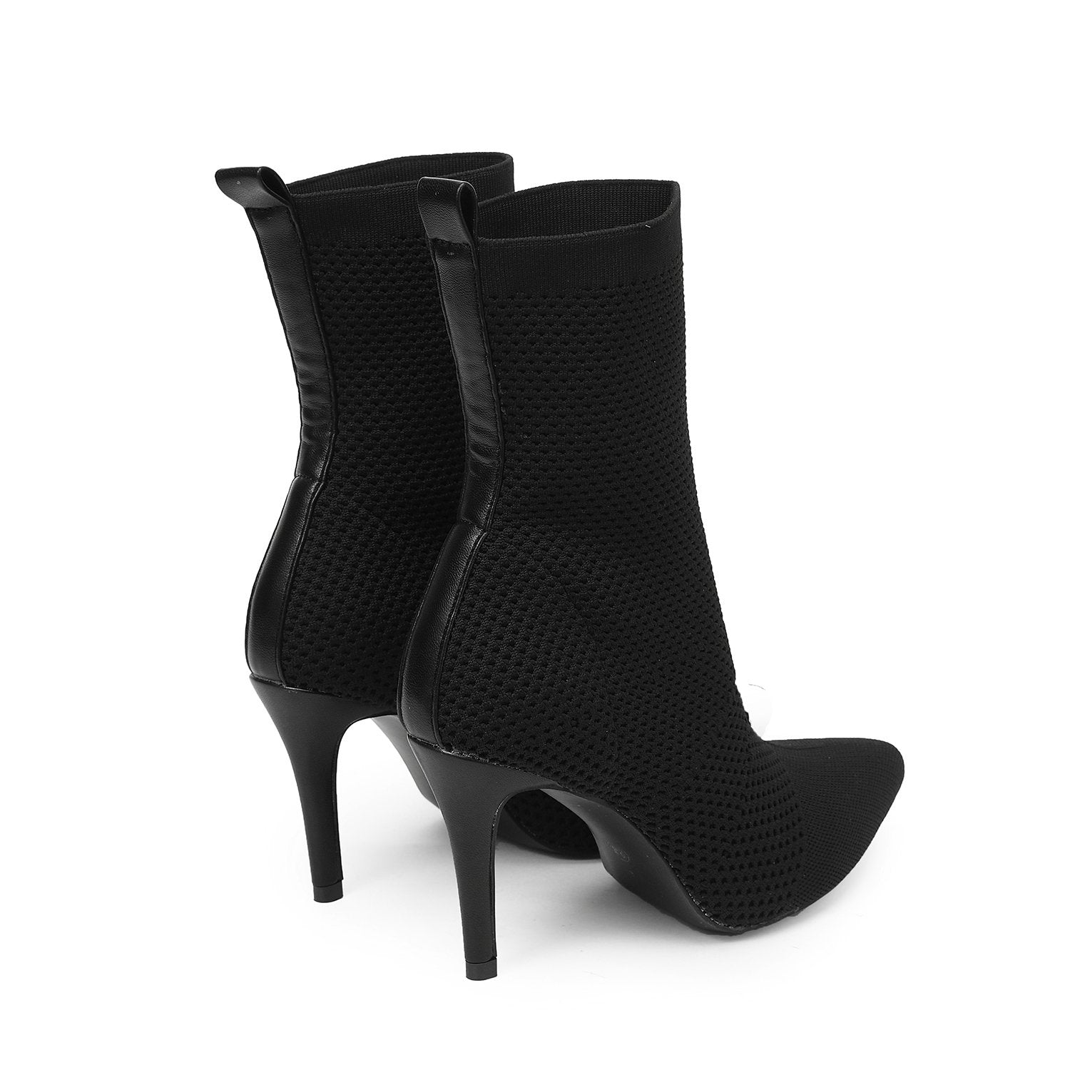 Women Fine Heel Pointed Toe Mid-Calf Elastic Boots