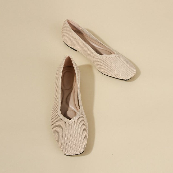 Futurecen-Women Minimalist Square Toe Flat Ballerinas