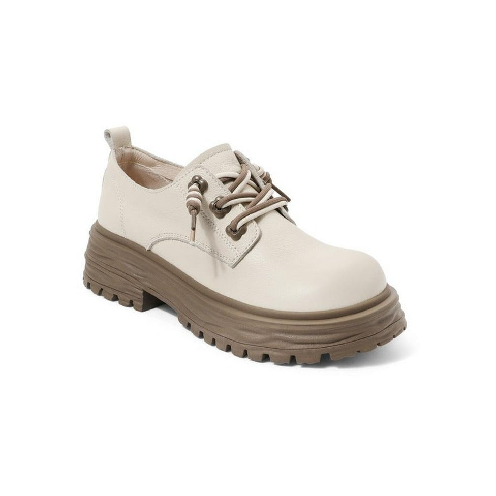 Women Retro Round Toe Wedge Oxford