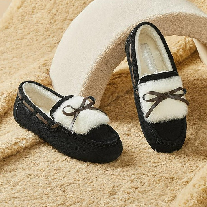 Women Round Toe Muffin Bottom Snow Loafers