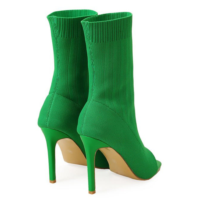 Futurecen-Women Peep-Toe High-Heeled Boots