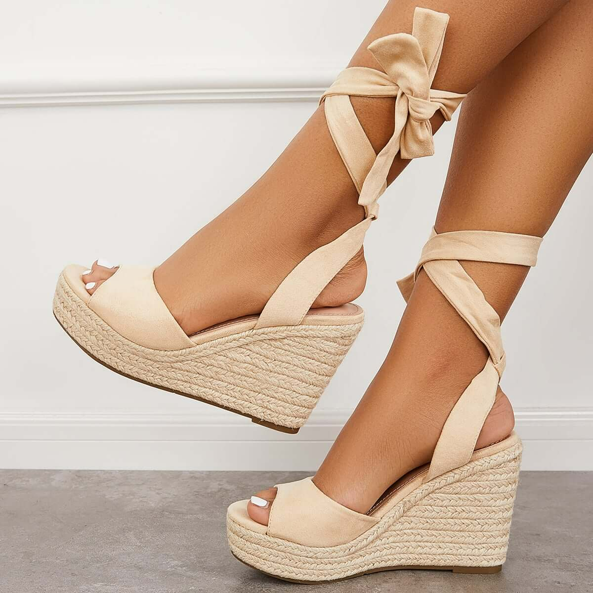 Women's Wedding Sandals Dune Lace-up Espadrille Heel Platform Wedge Sandals