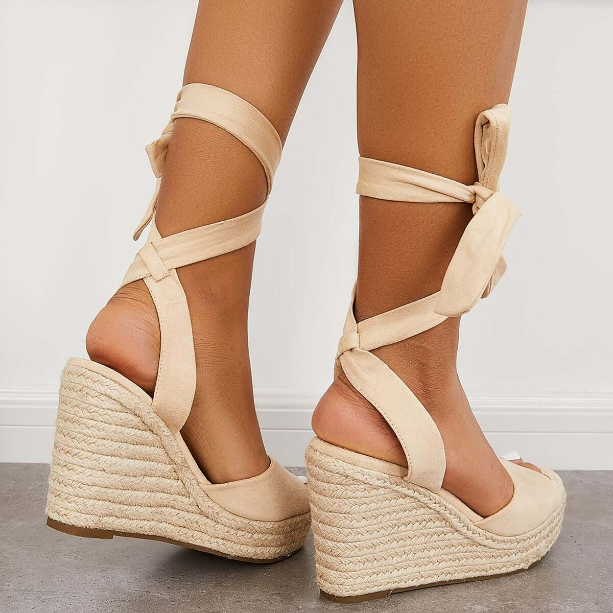 Women's Wedding Sandals Dune Lace-up Espadrille Heel Platform Wedge Sandals