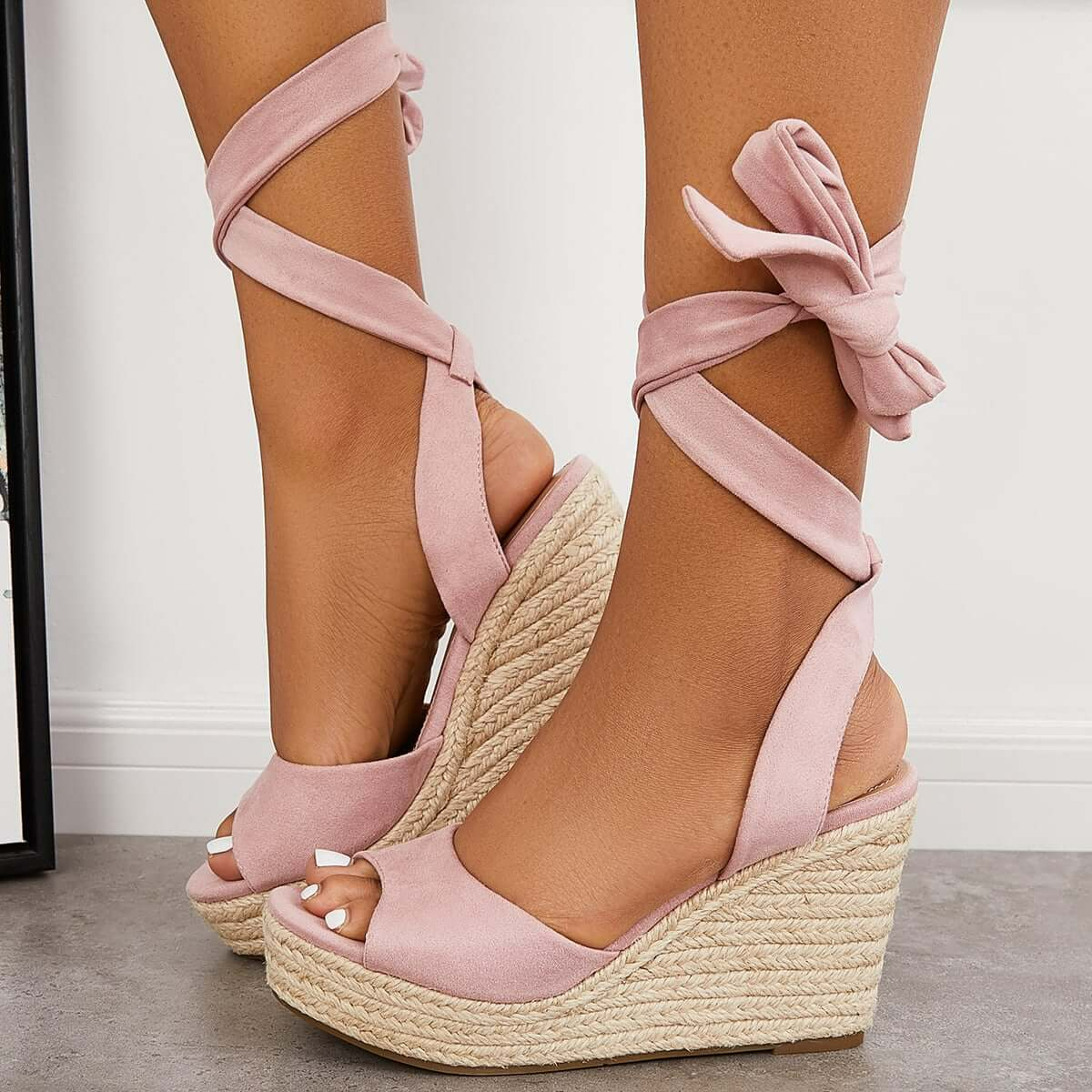 Women's Wedding Sandals Dune Lace-up Espadrille Heel Platform Wedge Sandals