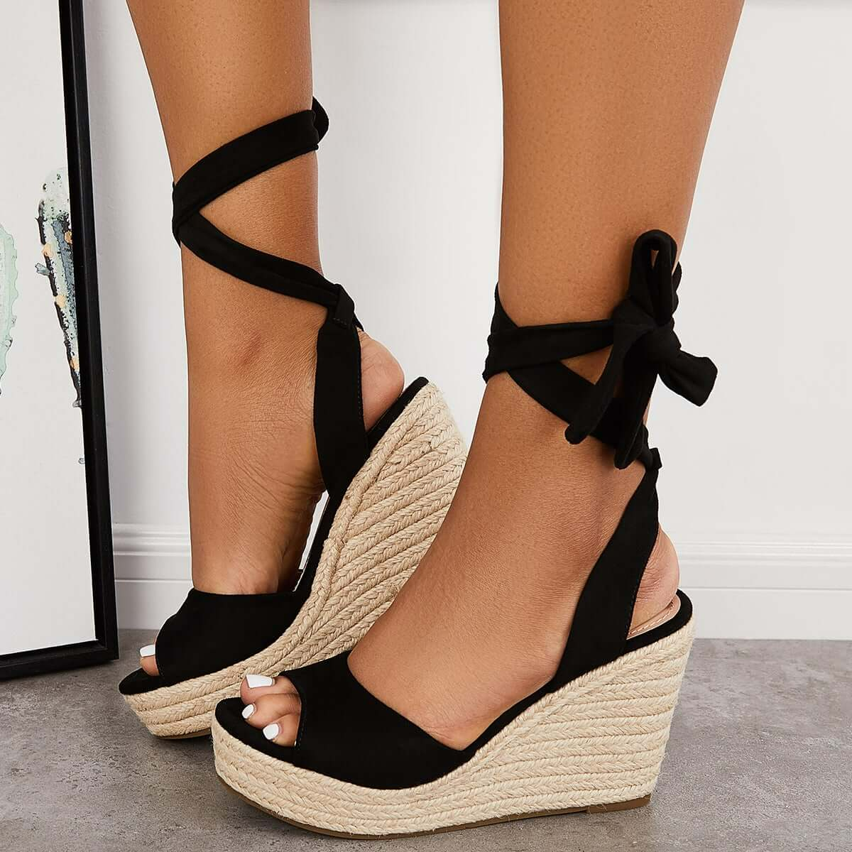 Women's Wedding Sandals Dune Lace-up Espadrille Heel Platform Wedge Sandals